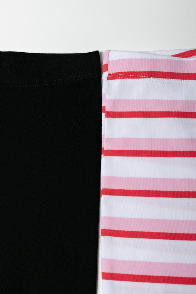 Girls Striped And Black Leggings (1)