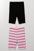 Girls Striped And Black Leggings (2)