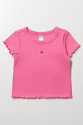 Pink Lovely Ribbed Baby T-Shirt