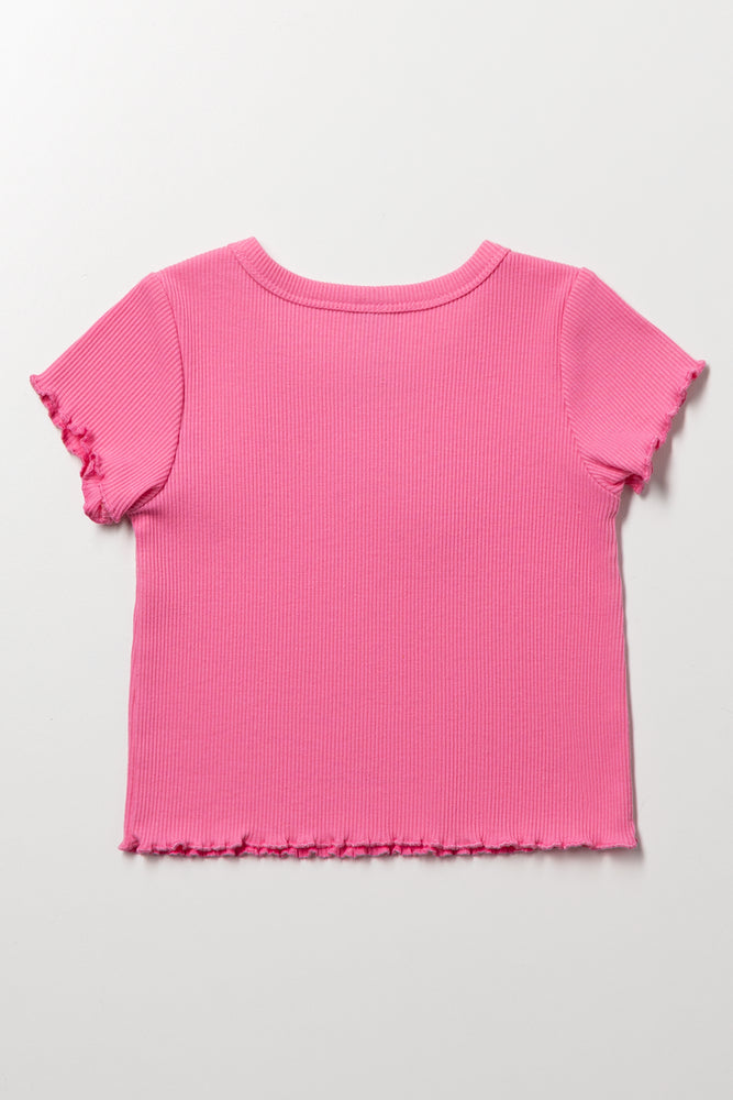 Pink Lovely Ribbed Baby T-Shirt (2)