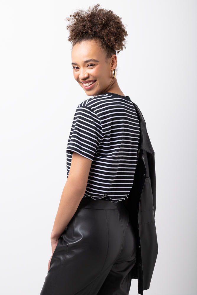 Black White Striped Crewneck T-Shirt (2)