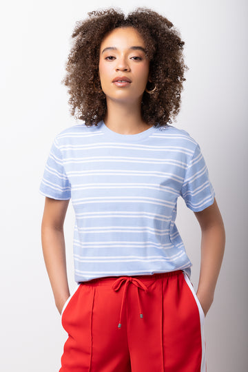 Blue Stripe Crewneck T-Shirt