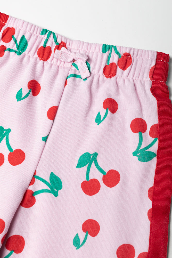 Cherry Print Wide Leg Trackpant Pink (1)