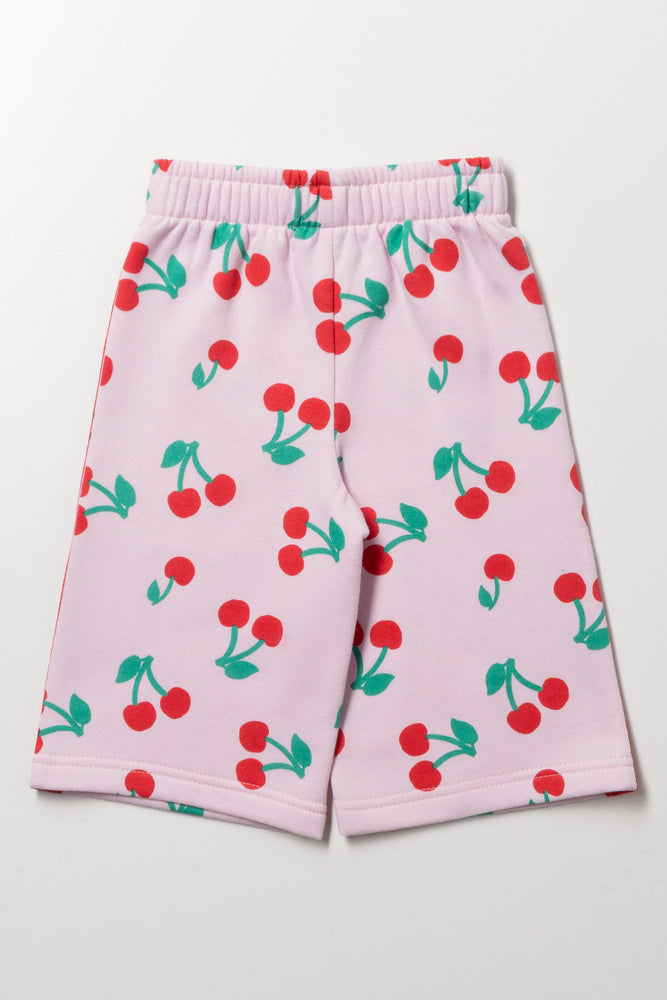 Cherry Print Wide Leg Trackpant Pink (2)