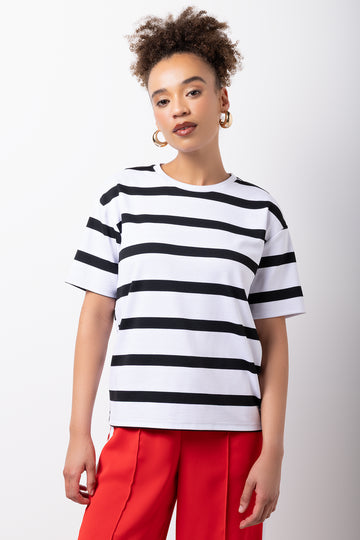 Striped Heavyweight Crew Neck T-Shirt