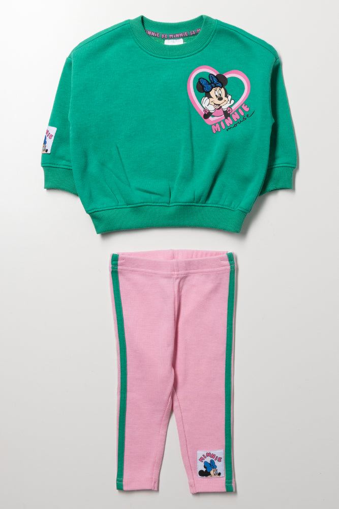 Minnie Mouse Green Sweatshirt Set