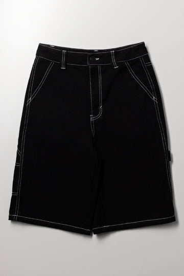 Black Contrast Stitch Shorts