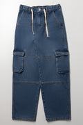 Blue Denim Drawcord Cargo Pants