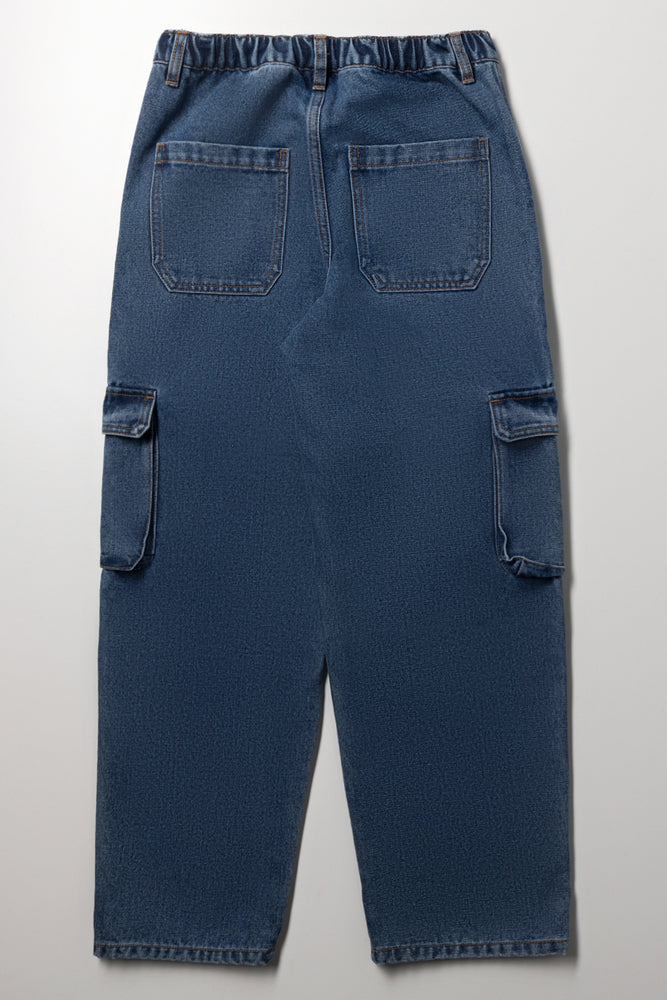 Blue Denim Drawcord Cargo Pants (2)