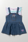 Girls Denim Pinafore Dress Set