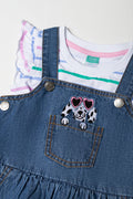 Girls Denim Pinafore Dress Set (1)