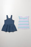 Girls Denim Pinafore Dress Set (3)