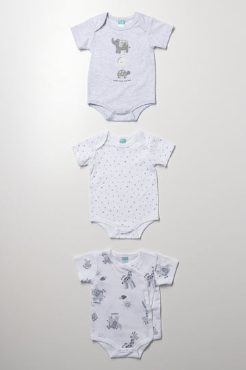 3 Pack Short Sleeve Body Vests Safari White