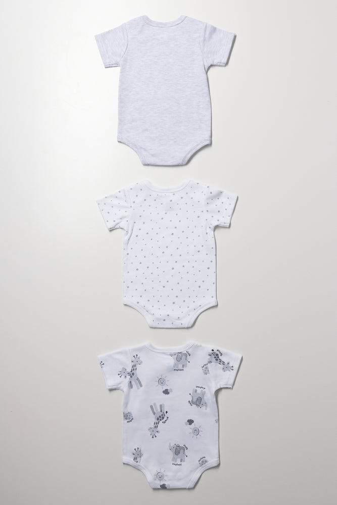 3 Pack Short Sleeve Body Vests Safari White (2)