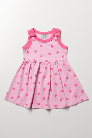 Pink Heart Print Baby Dress