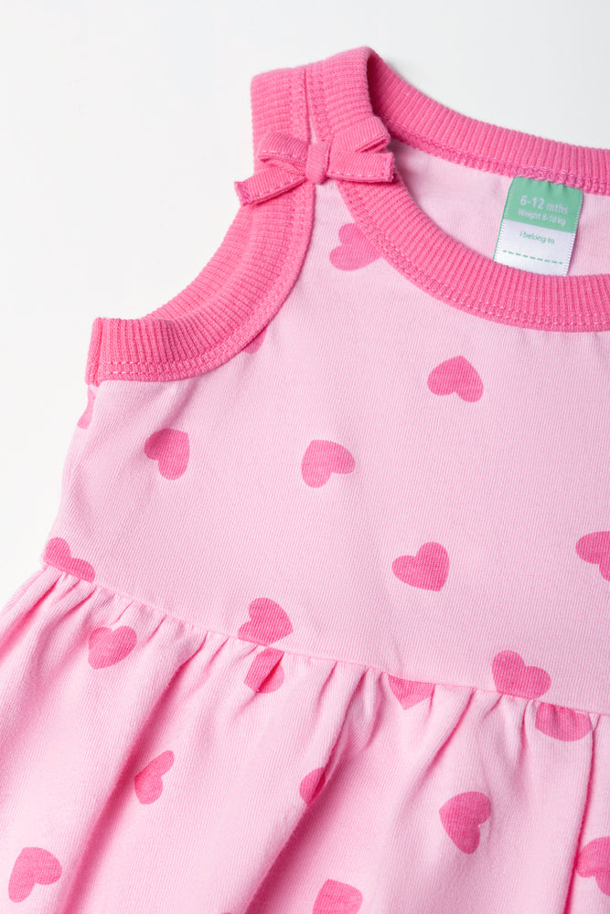 Pink Heart Print Baby Dress (1)