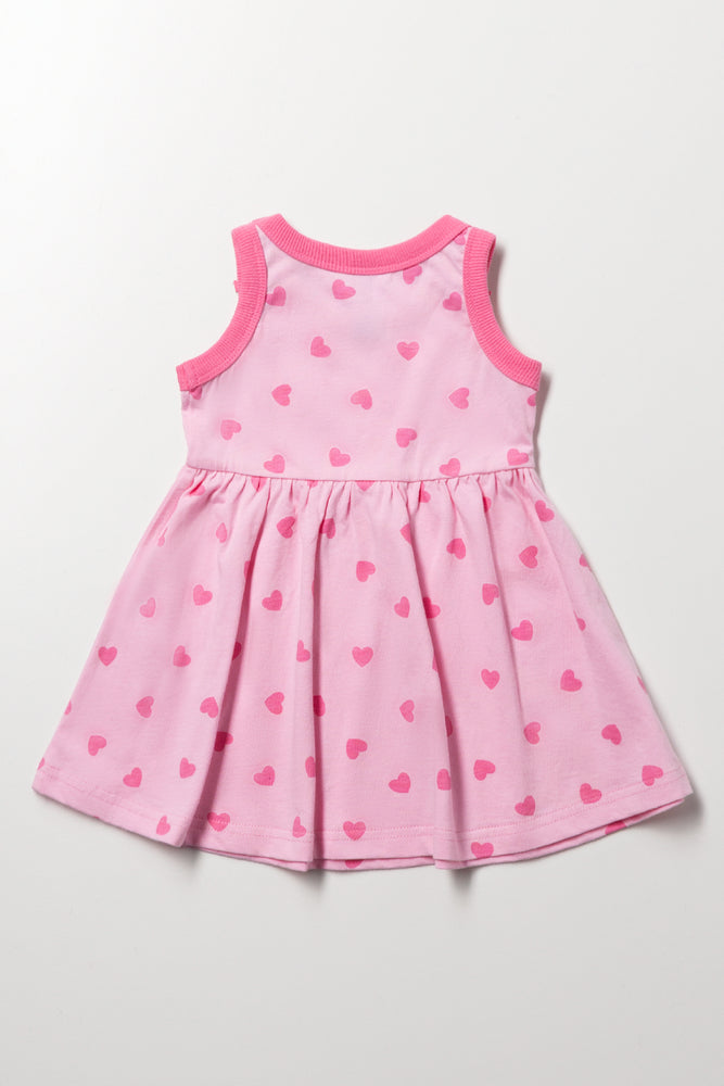 Pink Heart Print Baby Dress (2)