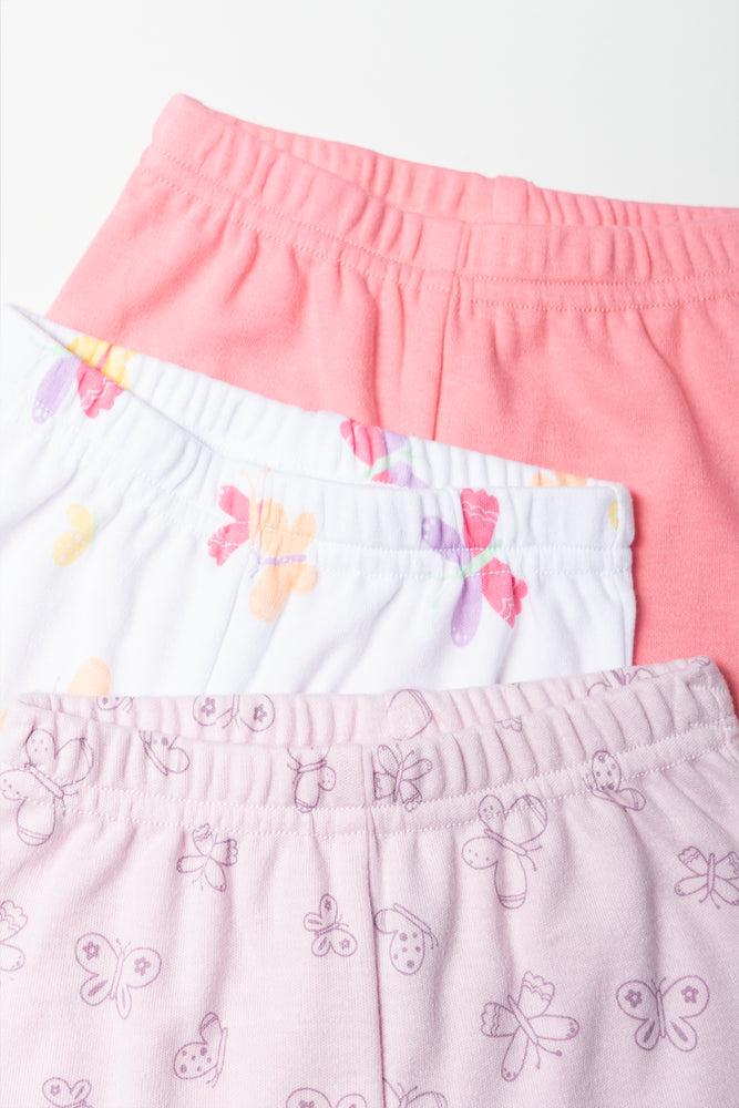 3 Pack Leggings Pink & White (1)