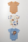 3 Pack Short Sleeve Bodyvests Multicolours