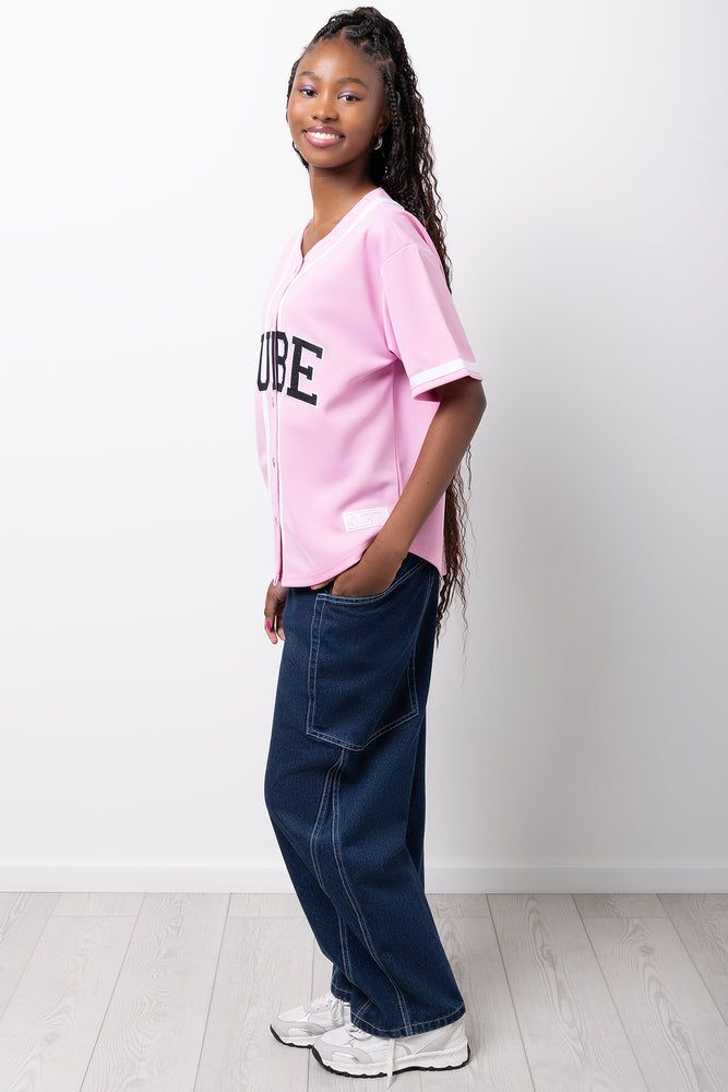 Pink Button Up Baseball Shirt (1)