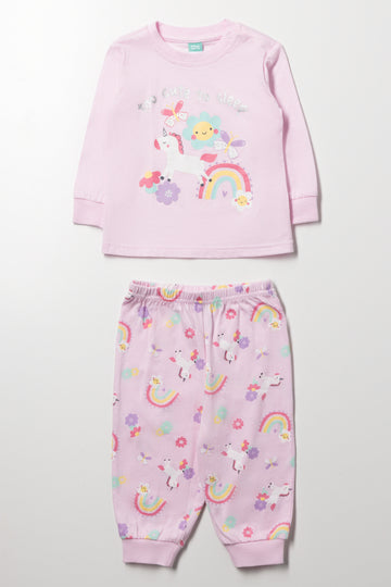 Pink Unicorn Print Sleep Set