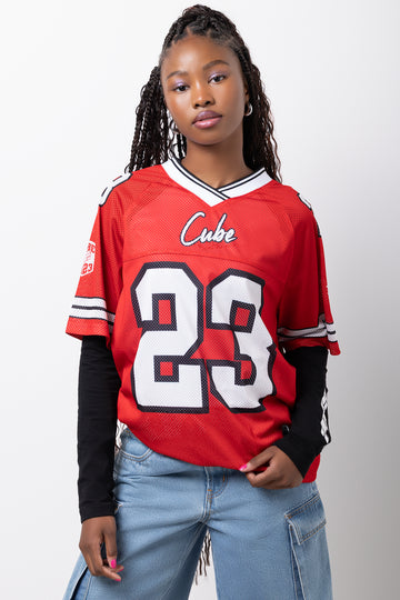 Red Mesh Football Jersey
