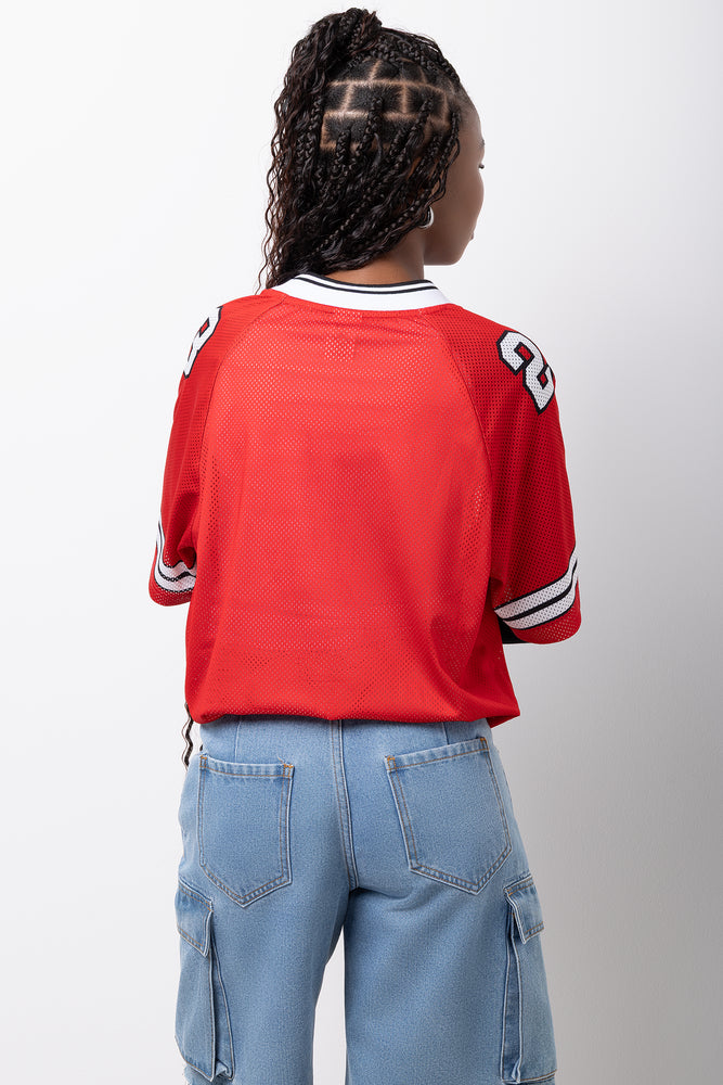 Red Mesh Football Jersey (2)