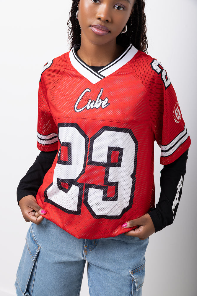 Red Mesh Football Jersey (3)