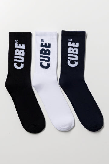 3 Pack Cube Socks Navy