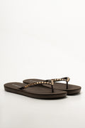 Diamante Flip Flops Brown