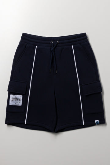 Navy Piping Detail Cargo Shorts