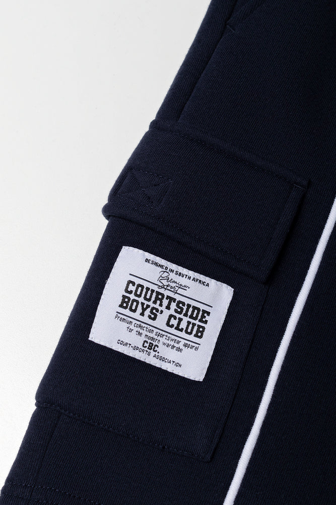 Navy Piping Detail Cargo Shorts (1)