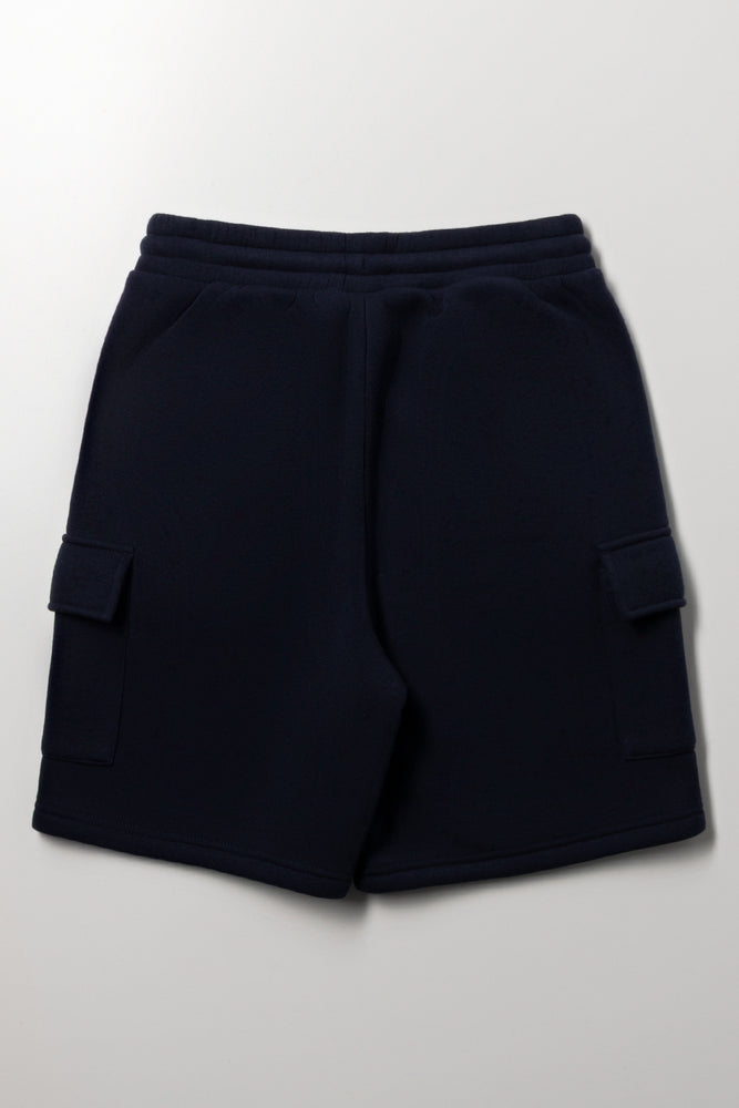 Navy Piping Detail Cargo Shorts (2)