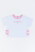 White Bow Detail Fashion T-Shirt