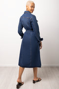 Long Sleeve Denim Shirtdress Mid Wash (2)