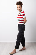 Stripe Ballerina Sleeve Crew Neck Knitwear White And Red (1)