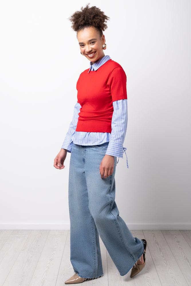 Ballerina Sleeve Crewneck Knitwear Red (1)
