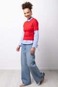 Ballerina Sleeve Crewneck Knitwear Red (1)