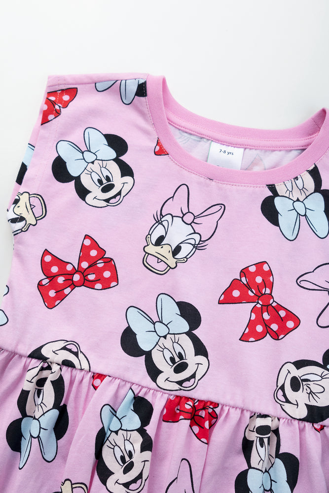 Pink Minnie Mouse Print Dress (1)