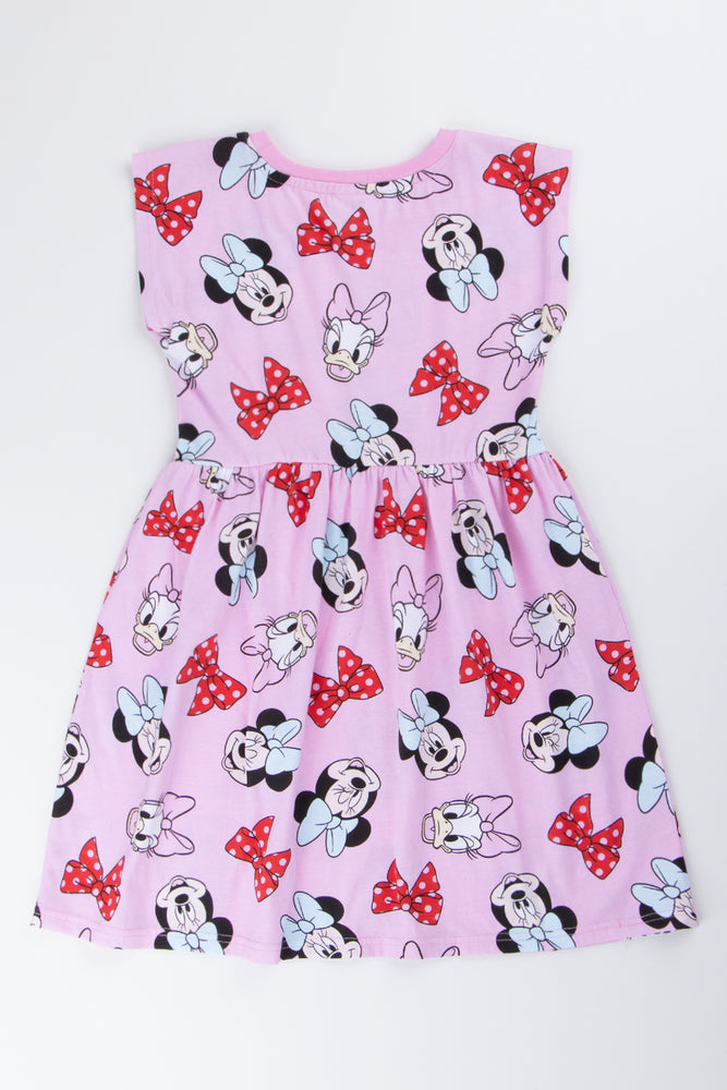 Pink Minnie Mouse Print Dress (2)