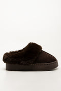 Fur Platform Slippers Brown (1)