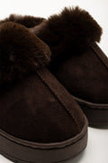 Fur Platform Slippers Brown (2)