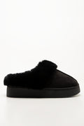 Fur Platform Slippers Black (1)