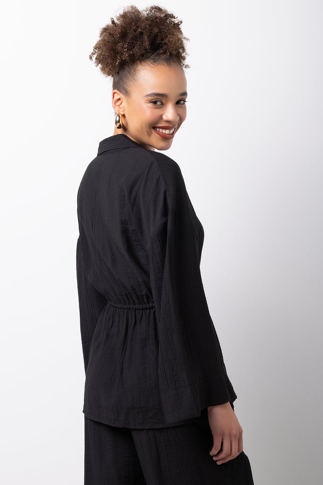 Black Crinkle Long Sleeve Shirt (2)