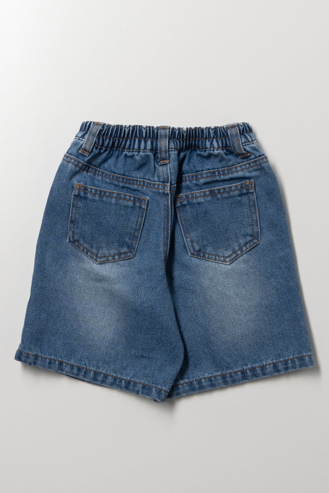 Blue Minions Embroidered Denim Shorts (3)