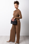 Mocha Texture Collared Lounge Set (1)