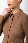 Mocha Texture Collared Lounge Set (3)
