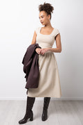 Stone Elastic Waist Combo Dress