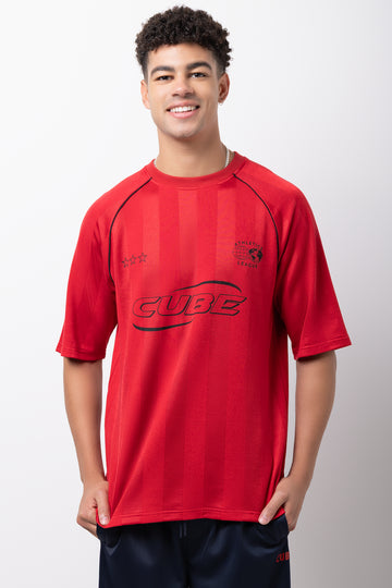 Red Graphic Print Athletics T-Shirt