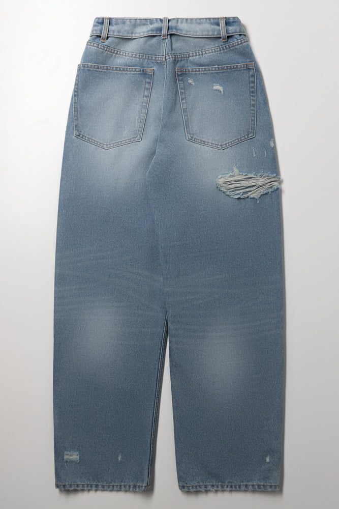 Light Blue High Rise Ripped Barrel Jeans (3)